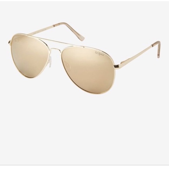 Le Specs Unisex Mirrored Gold Aviator Sunglasses - Picture 2 of 4